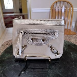 NWOT Balenciaga Paris Gold Leather Trim Card Coin Zip Holder